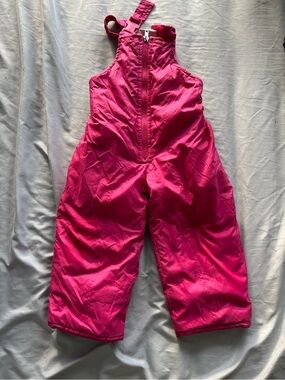 Children's Waterproof Pink Snow Overalls with Adjustable Straps